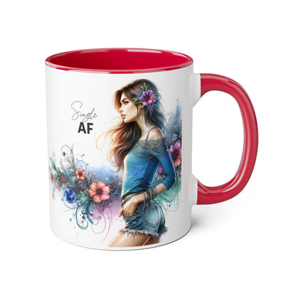 Stylish Accent Mug, Coffee Lover Gift, Floral Design Mug, Trendy Drinkware, Unique Gift for Her, Simple AF Mug