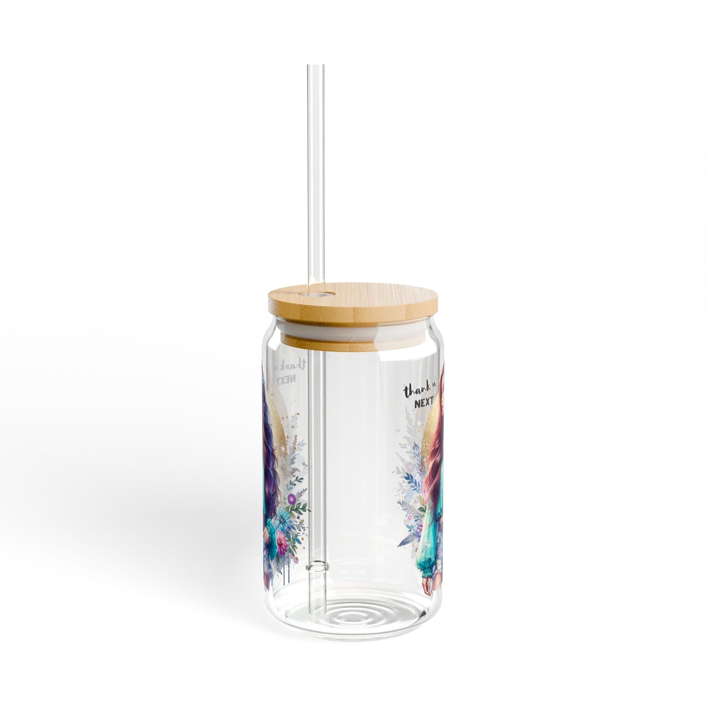 Thank U, Next Bohemian Sipper Glass 16oz - Artistic Drinkware, Summer Vibes, Gift for Her, Eco-Friendly, Home Decor