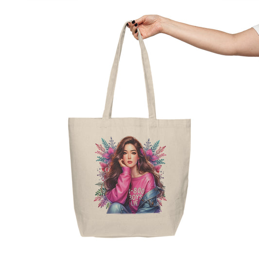 1-800-Boys-Lie Chic Floral Tote Bag, Fashionable Canvas Shopper, Girly Eco-Friendly Tote, Stylish Grocery Bag, Cute Gift for Her, Everyday Carryall