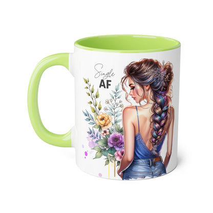 Single AF Stylish Accent Mugs for Coffee Lovers, Floral Design Mug, Gift for Her, Unique Tea Mug, Simple AF Mugs for Home Decor