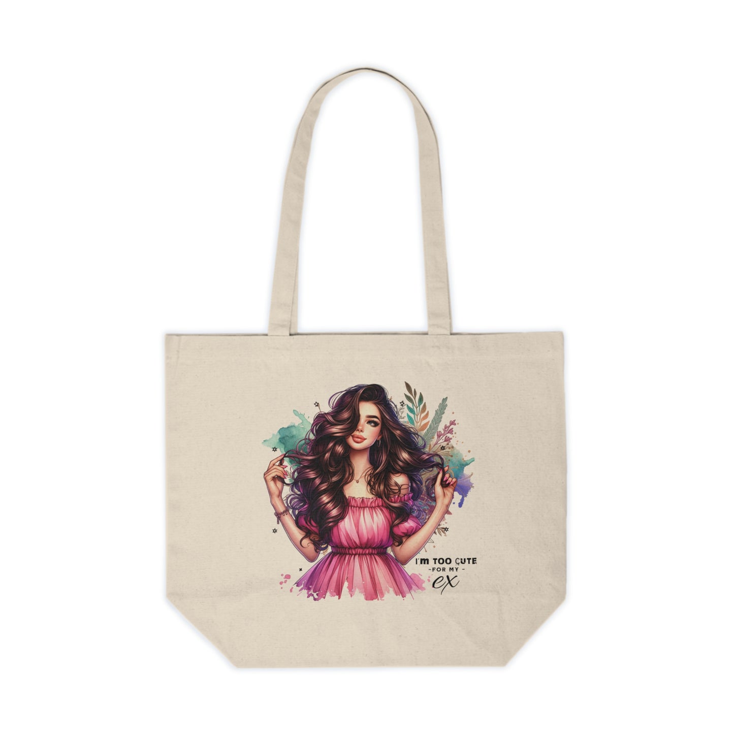 I'm Too Cute For My Ex Chic Canvas Tote Bag for Stylish Shopping, Eco-Friendly Market Carryall, Gift for Her, Fashionable Everyday Bag, Art-Inspired Tote