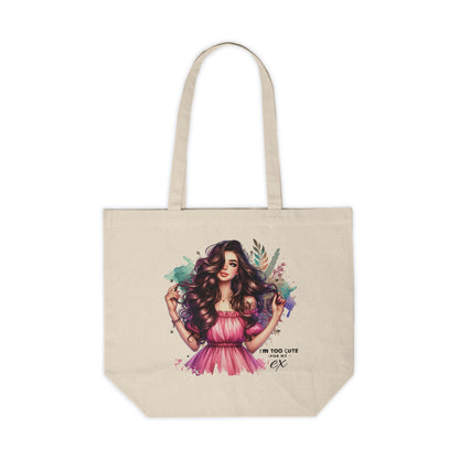 I'm Too Cute For My Ex Chic Canvas Tote Bag for Stylish Shopping, Eco-Friendly Market Carryall, Gift for Her, Fashionable Everyday Bag, Art-Inspired Tote