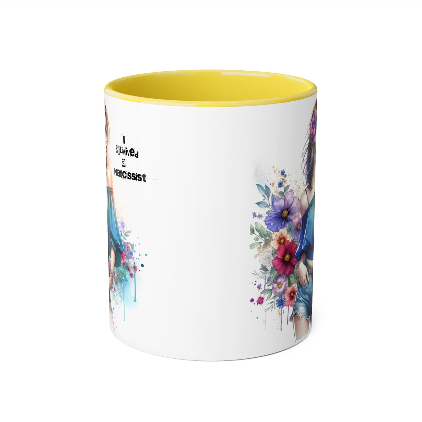 Stylish Floral Accent Mug, Trendy Coffee Cup, Gift for Her, Birthday Mug, Inspirational Drinkware