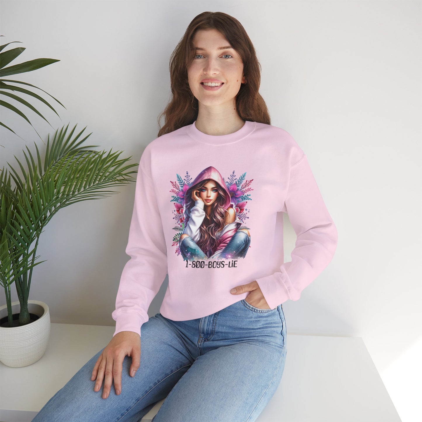 1-800-Boys-Lie Chic Floral Sweatshirt, Cozy Crewneck, Fall Fashion, Gift for Her, Self-Care Sweater, Cute Relaxed Fit