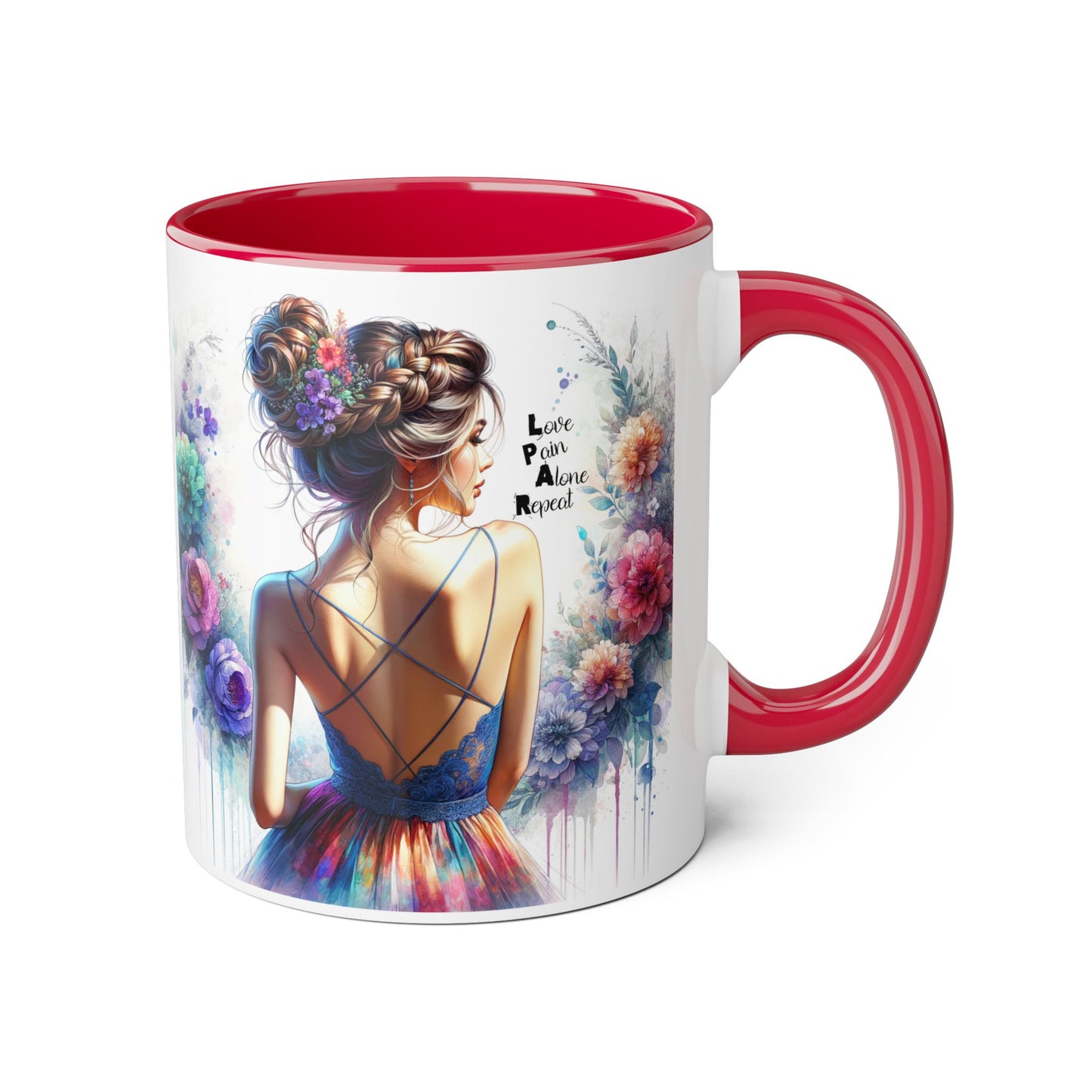 Floral Accent Mug - Vibrant Coffee Cup, Gift for Her, Home Decor, Inspirational Quotes, Art Lover's Mug, Tea Lover's Gift