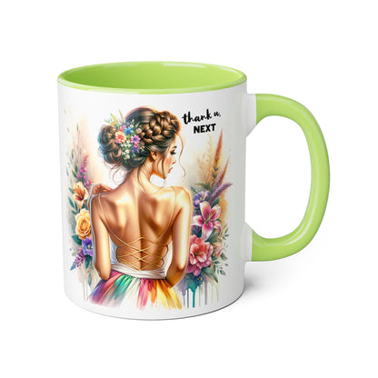 Thank U, Next Floral Artwork Accent Mug, Thank U Next Coffee Mug, Gift for Her, Floral Style Drinkware, Unique Home Decor