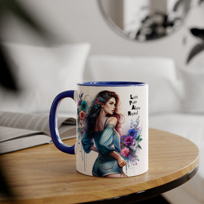 Floral Accent Mug, Inspirational Coffee Cup, Love Yourself Gift, Unique Drinkware, Artistic Ceramic Coffee Mug