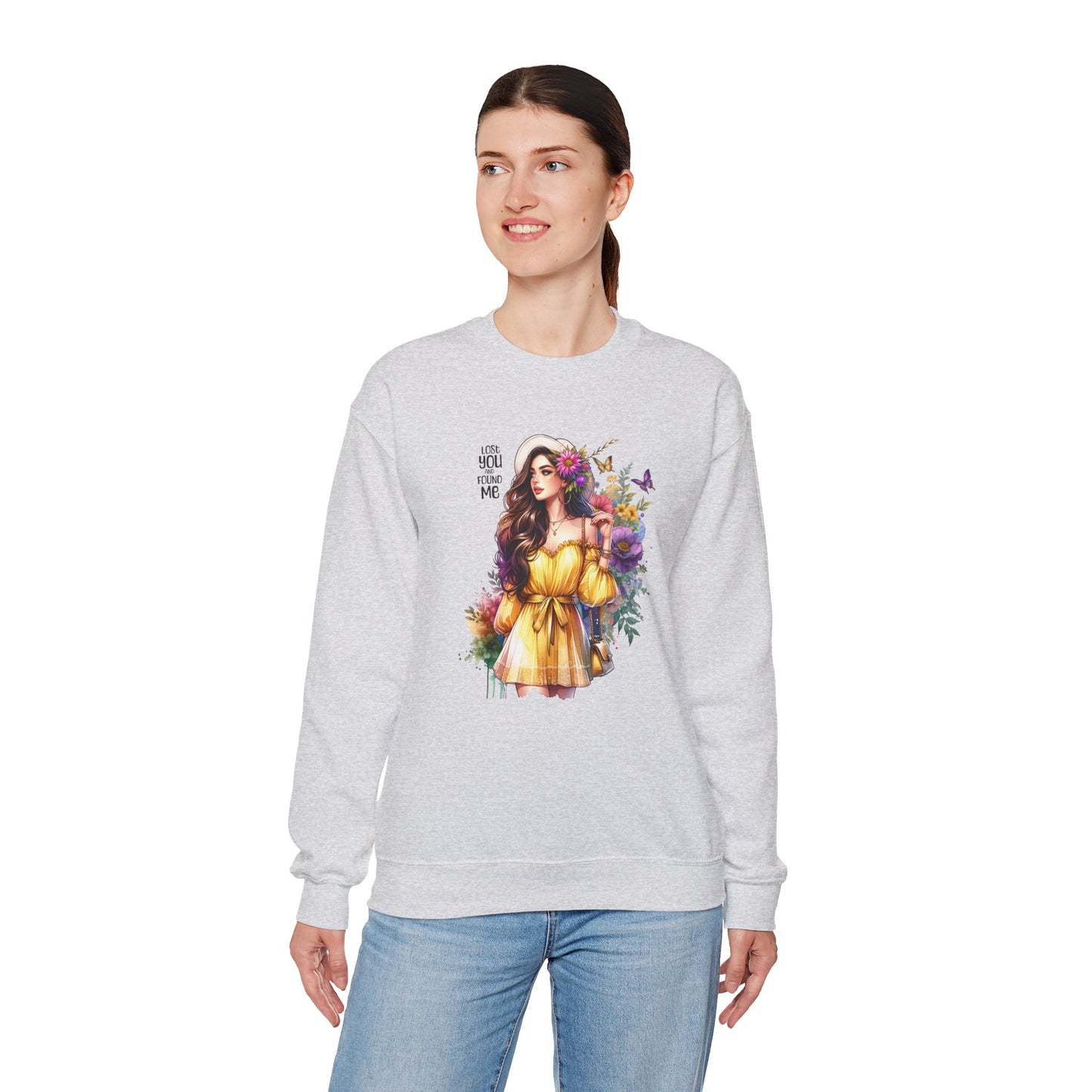 Lost You And Found Me Floral Art Crewneck Sweatshirt, Cozy Unisex Sweater, Gift for Her, Spring Fashion, Inspirational Apparel