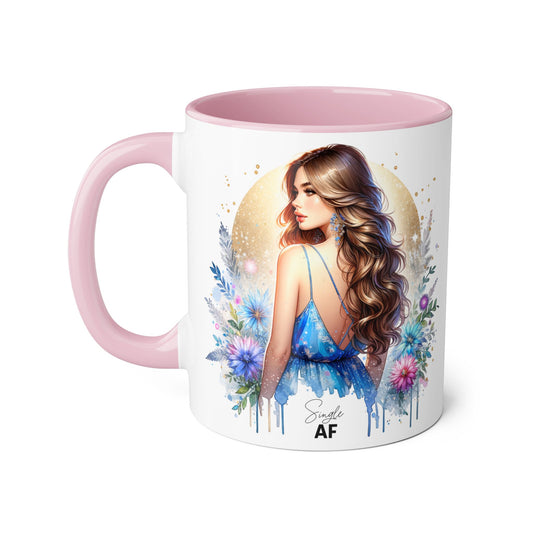 Single AF Gorgeous Floral Accent Mug, Perfect for Coffee Lovers, Unique Gift for Her, Boho Aesthetic, Personalized Tea Mug, Great for Birthdays