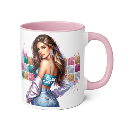 Thank U, Next Chic Coffee Mug, Trendy Drinkware, Stylish Gift for Her, Art-Inspired Accent Mug, Perfect for Birthdays, Home Decor, Coffee Lover