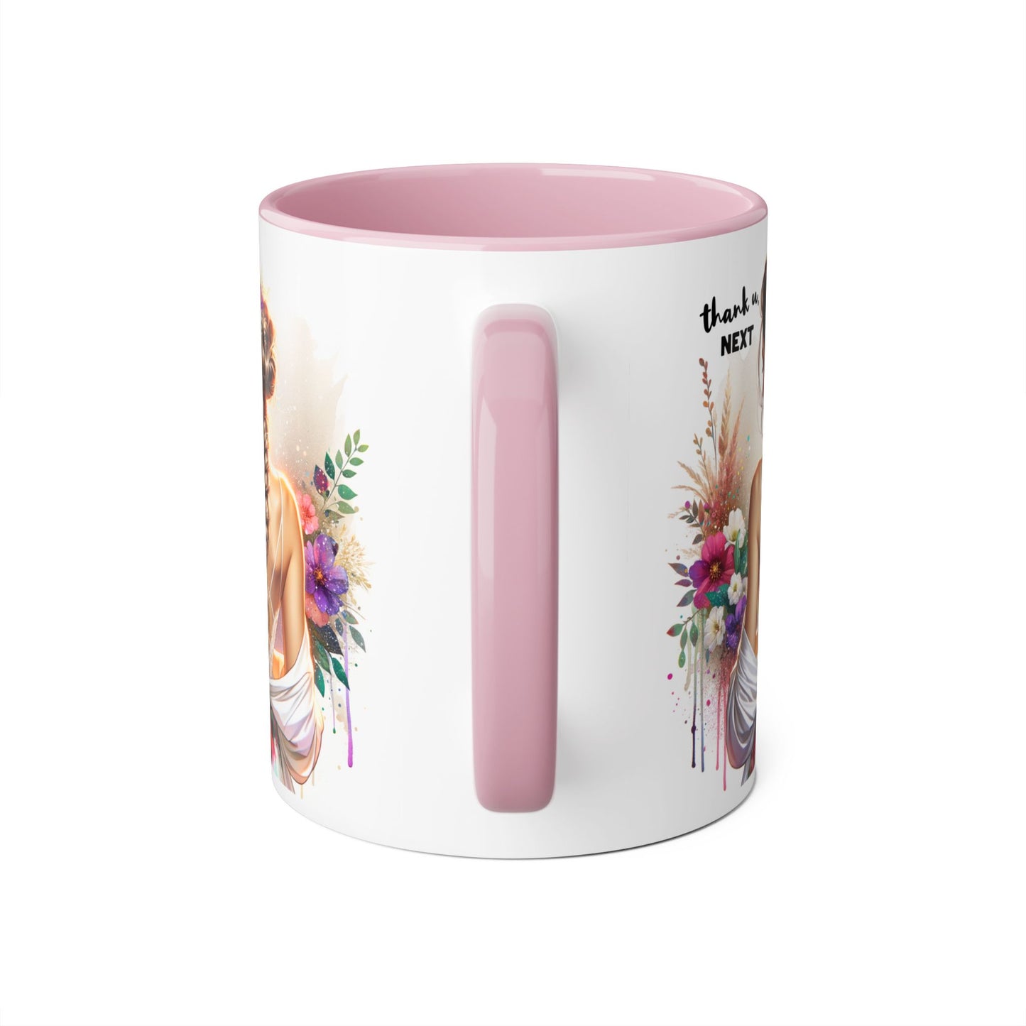 Thank U, Next Chic Floral Accent Mug, Next Season Inspired Coffee Cup, Gift for Her, Boho Style Drinkware, Home Decor, Unique Birthday Present
