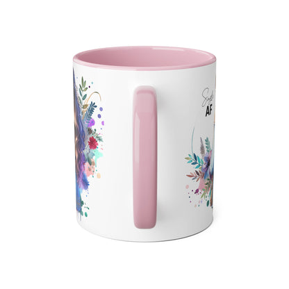 Single AF Boho Art Accent Mug, Unique Coffee Mug, Gift for Her, Floral Mug, Inspirational Mug, Perfect for Birthdays, Encouragement
