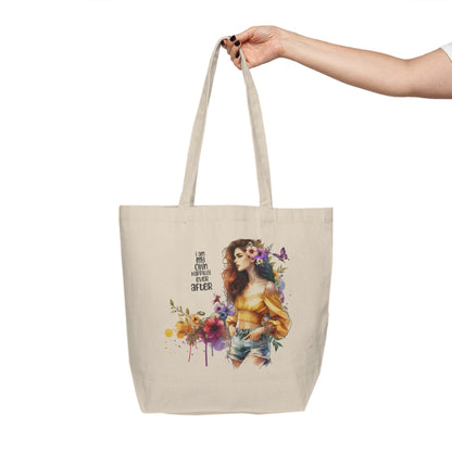 I Am My Own Happily Ever After  Chic Floral Canvas Shopping Tote - Stylish Eco-Friendly Bag for Everyday Use, Market, Beach, Gifts, Travel