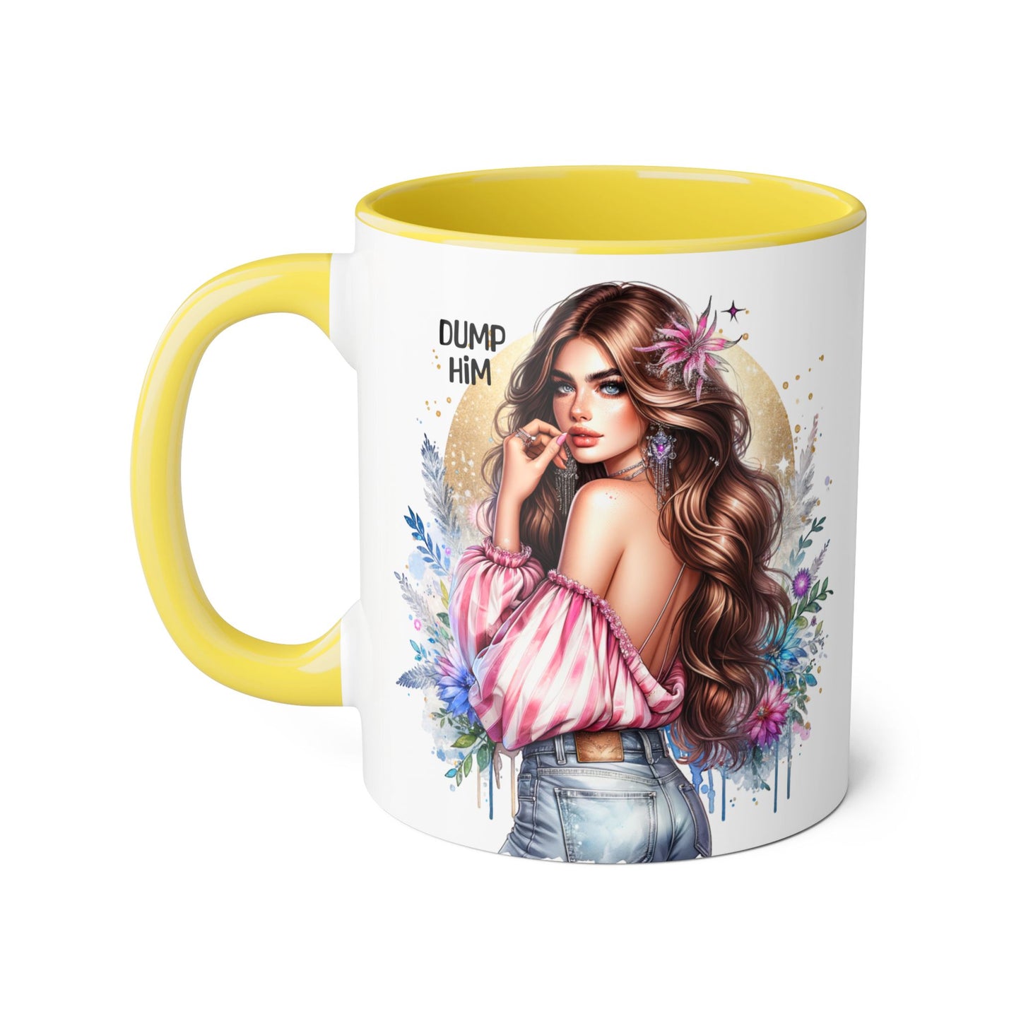 Dump Him Accent Mug, Coffee Cup for Empowering Women, Fun Gift for Friends, Inspirational Drinkware, Birthday, Self-care