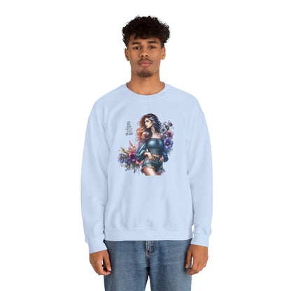 I Am My Own Happily Ever After  Floral Aesthetic Crewneck Sweatshirt - Cozy Style for Women, Fashion Top, Gift Idea, Floral Sweatshirt, Spring/Summer Wear