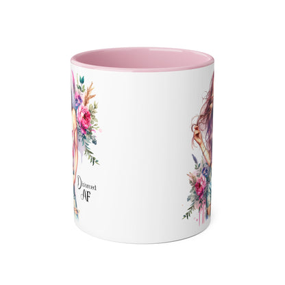 Diamond AF Floral Accent Mug - Stylish Coffee Cup, Great Gift for Her, Birthday, Friendship, Self-Care