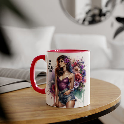 Colorful Floral IDGAF Mug, Inspiring Coffee Cup, Gift for Her, Sassy Drinkware, Unique Floral Mug, Birthday Gift