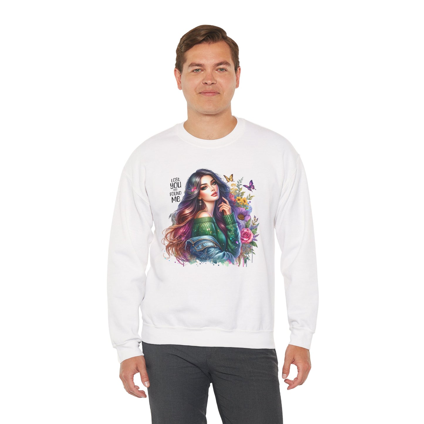 Lost You And Found Me Bohemian Floral Crewneck Sweatshirt, Cozy Graphic Sweatshirt, Gift for Her, Unique Art Pullover, Spring Fashion Crew