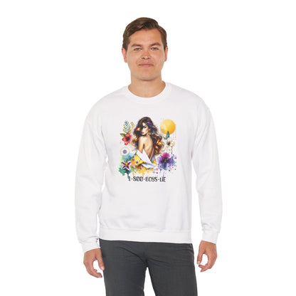 1-800-Boys-Lie Bohemian Floral Crewneck Sweatshirt, Trendy Oversized Sweater, Unique Gift for Her, Cozy Fall Apparel, Birthday & Casual Wear