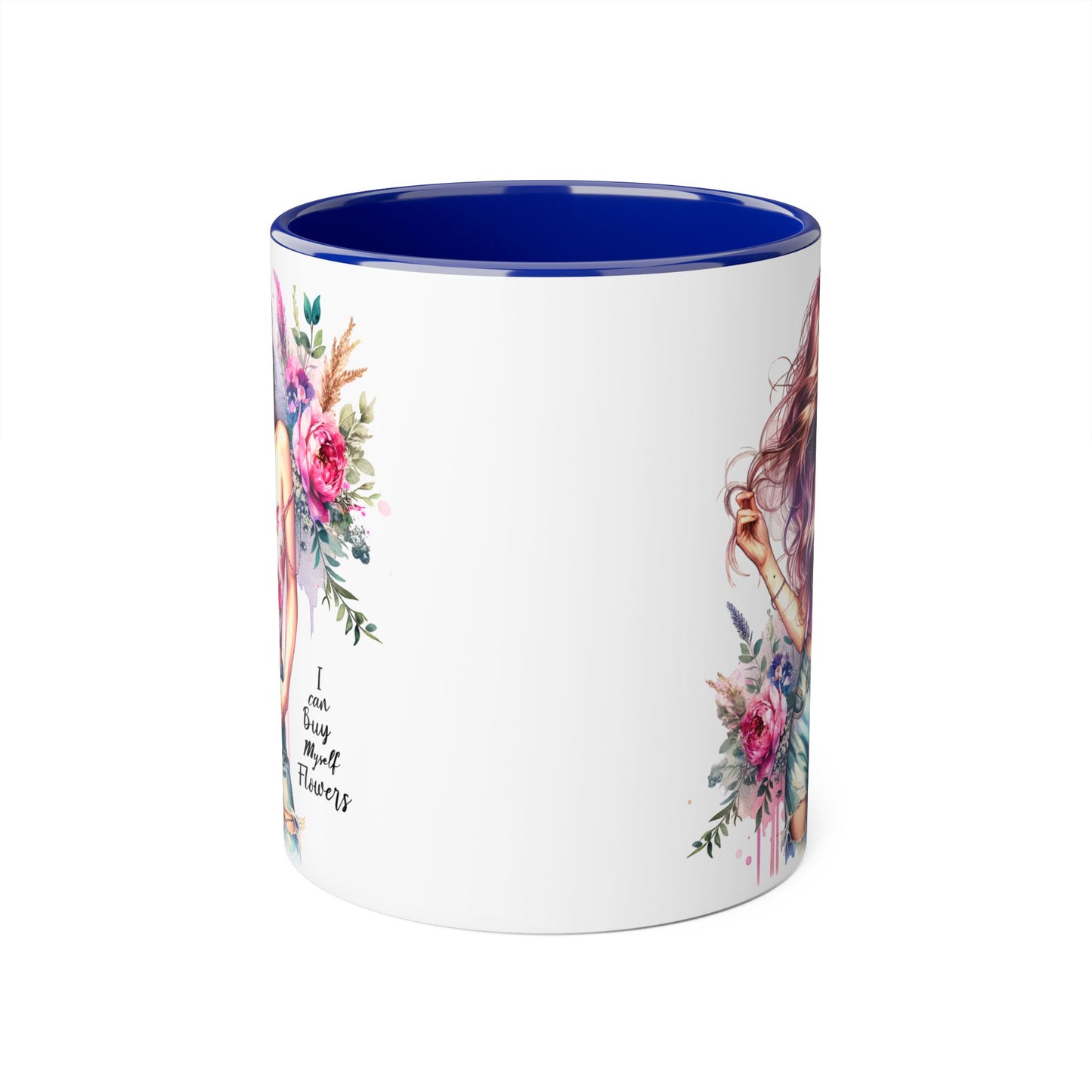 I Can Buy Myself Flowers Bohemian Floral Accent Mug, Inspirational Coffee Cup, Gift for Her, Home Decor, Flower Lover, Self-Care Reminder