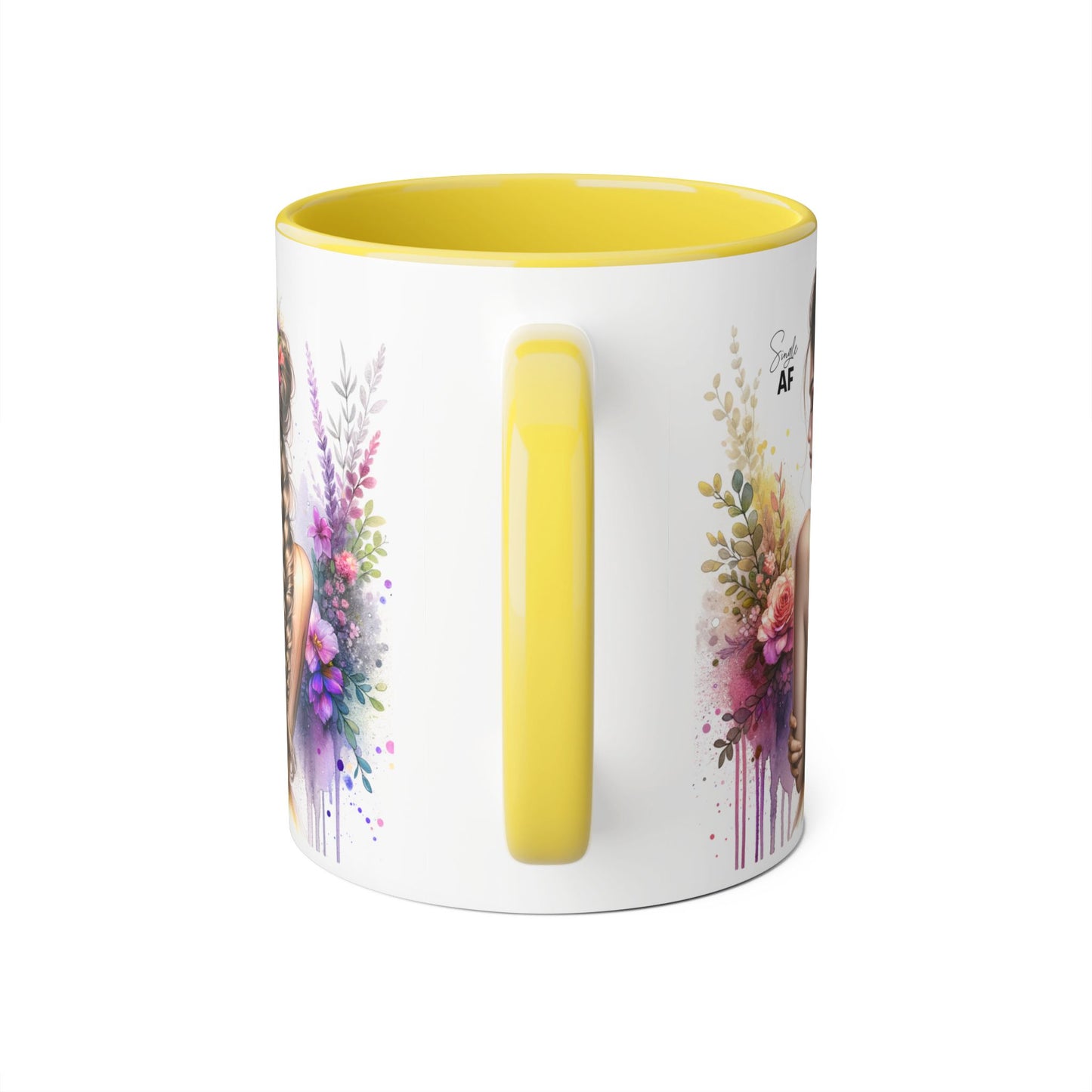 Floral Art Accent Mug, Coffee Cup for Home Decor, Gift for Her, Birthday Present, Inspirational Drinkware