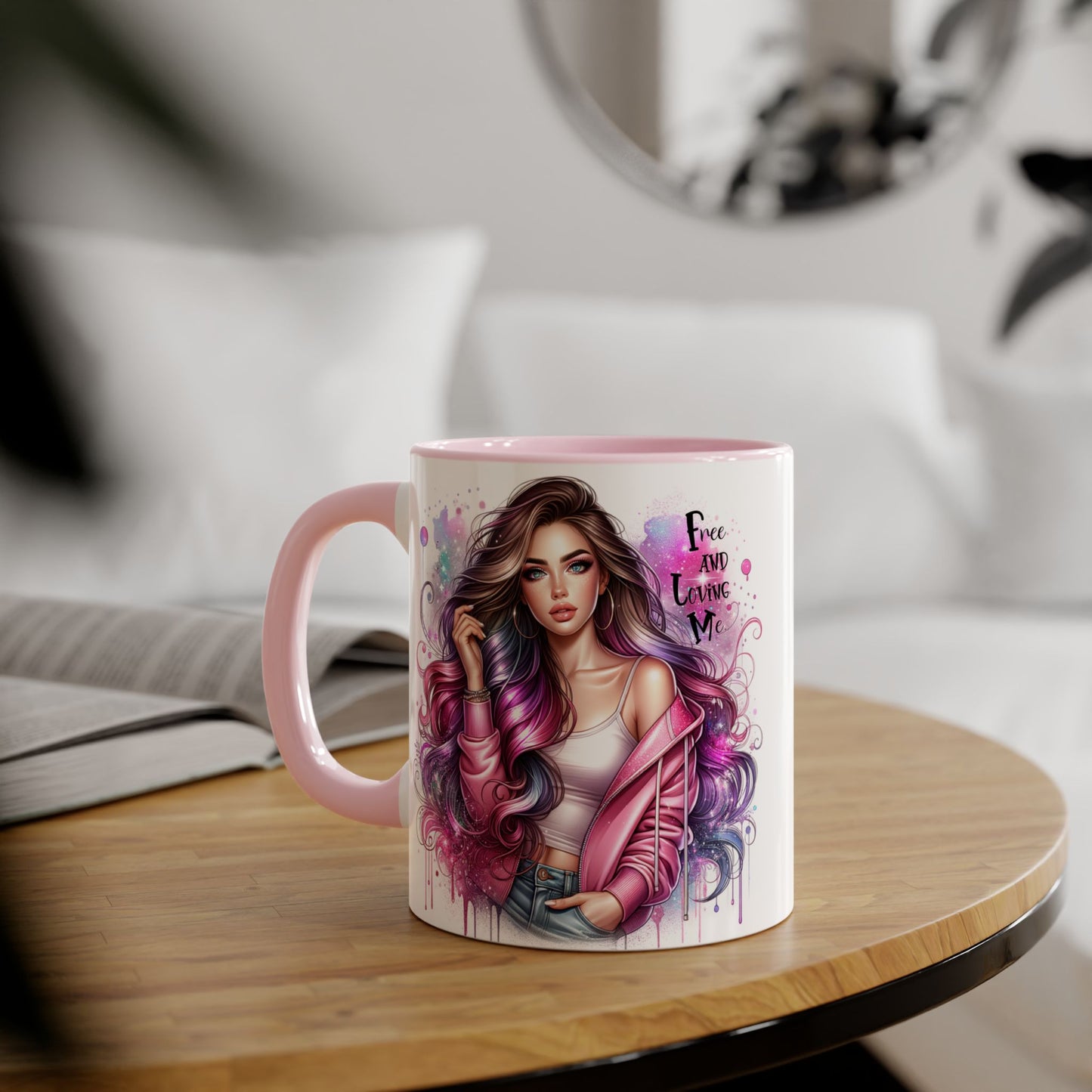 Colorful Motivational Accent Mug - "Free and Loving Me" - Self-Care Gift, Inspirational Drinkware, Artistic Coffee Cup, Unique Present, [...]