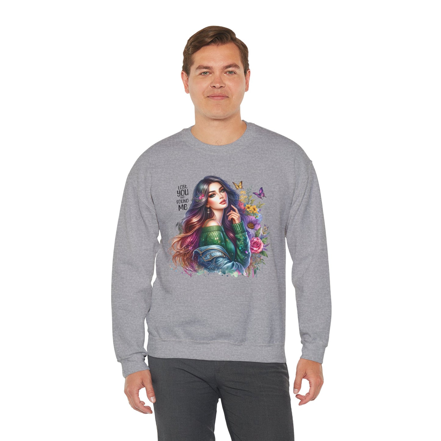 Lost You And Found Me Bohemian Floral Crewneck Sweatshirt, Cozy Graphic Sweatshirt, Gift for Her, Unique Art Pullover, Spring Fashion Crew