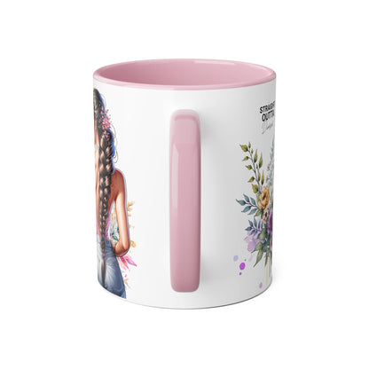 Straight Outta Divorced Humoristic Accent Mug | Floral Design Coffee Mug, Gift for Her, Inspirational Mug, Home Decor, Birthday Gift