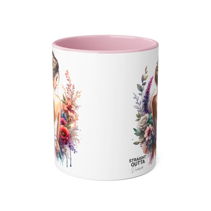 Straight Outta Divorced Humoristic Floral Art Mug, Personalized Gift Mug, Wedding Gift, Coffee Mug, Inspirational Mug, Colorful Accent Mug