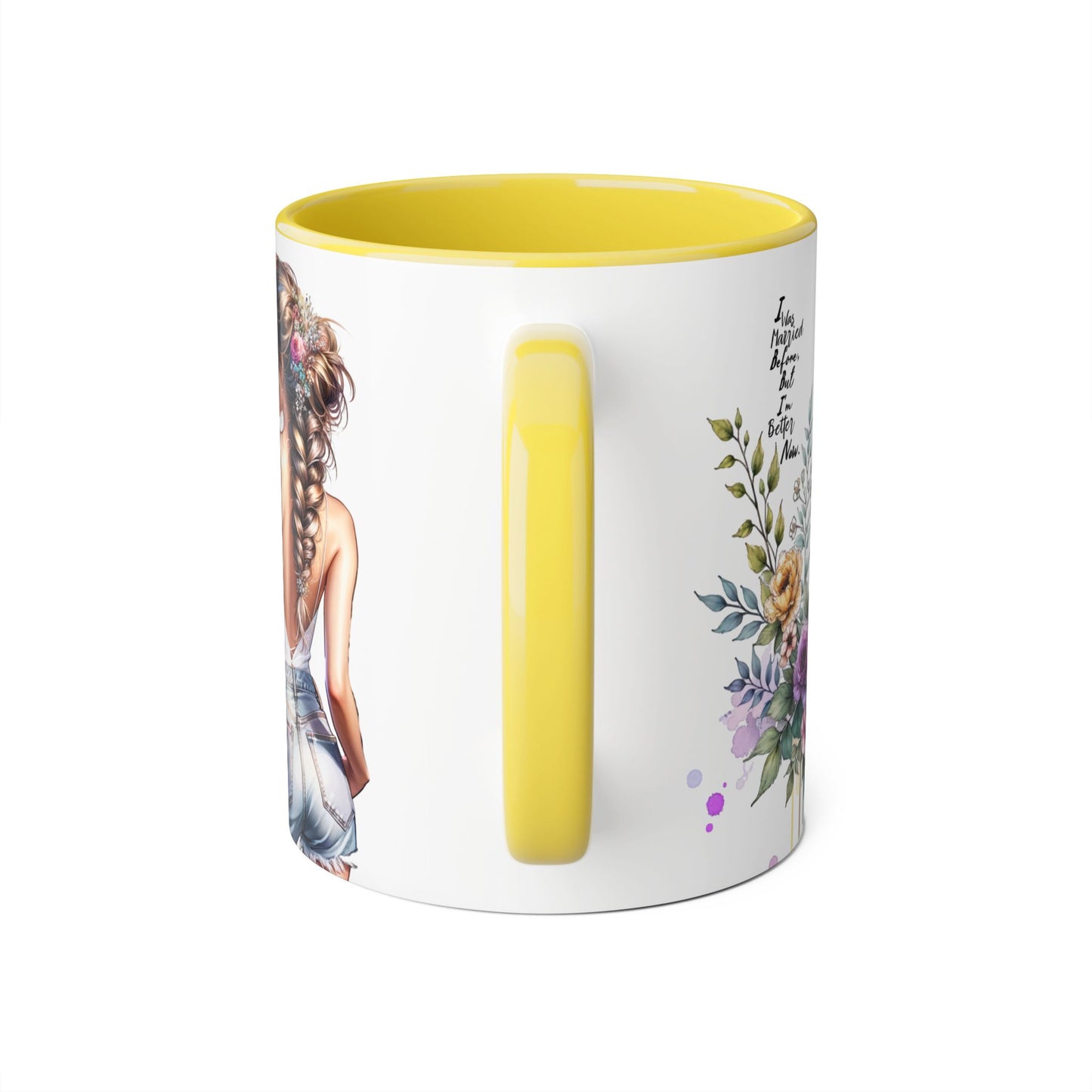 I Was Married Before But I'm Better Now Elegant Floral Accent Mug, Perfect Gift for Tea Lovers, Inspirational Coffee Cup for Her, Unique Home Decor, Sister's Birthday Gift