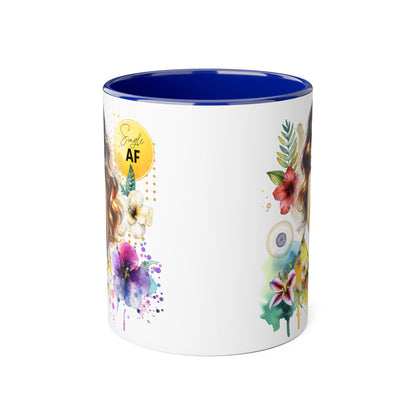Single AF Colorful Motivational Accent Mug with Floral Design, Perfect for Gifts and Daily Inspiration