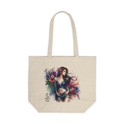 I Am My Own Happily Ever After Floral Art Canvas Tote Bag, Eco-Friendly Shopping Bag, Beach Tote, Gift for Her, Floral Shopping Bag, Everyday Use Tote
