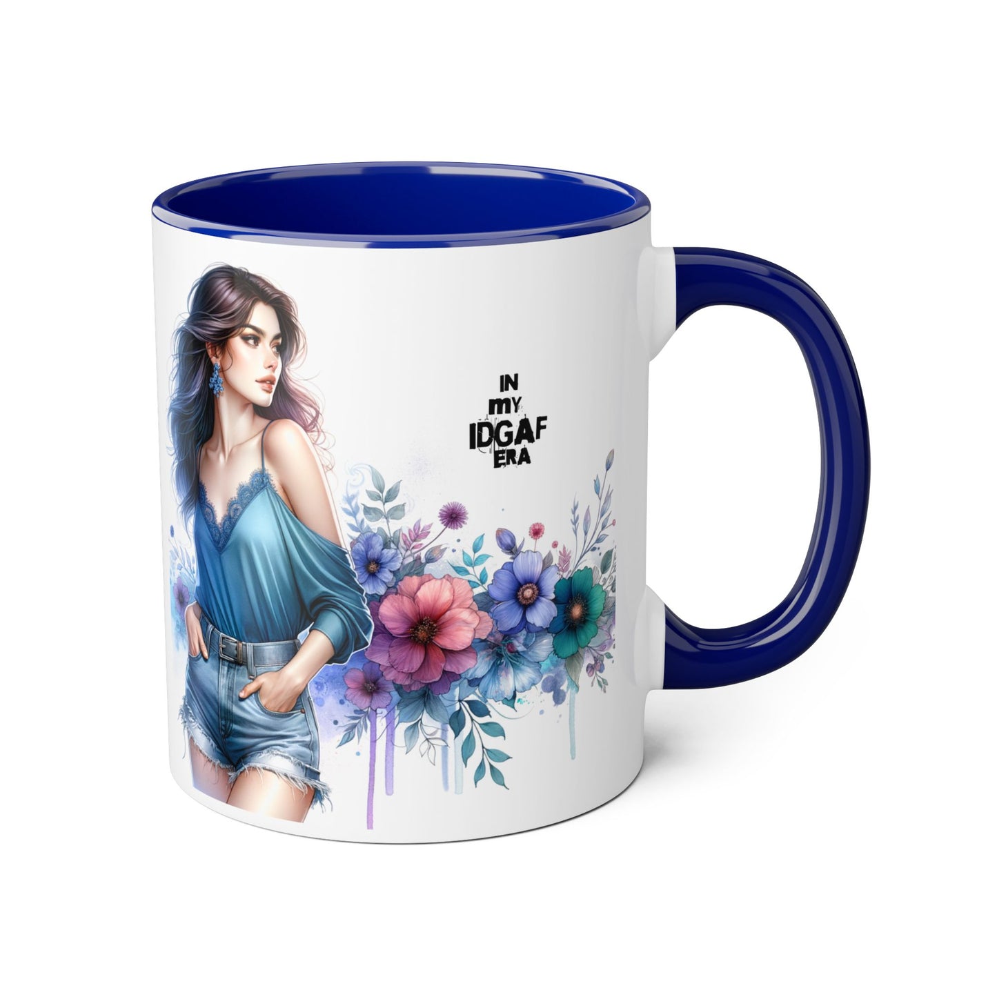 Chic IDGAF Accent Mug, Floral Art, Gift for Her, Coffee Lover, Unique Decor, Trendy Mug, Self-Care Gift