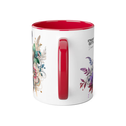 Straight Outta Divorced Humoristic Vibrant Accent Mugs, 11oz - Perfect for Gifts, Home Decor, Coffee Lovers, Birthdays, and Celebrations