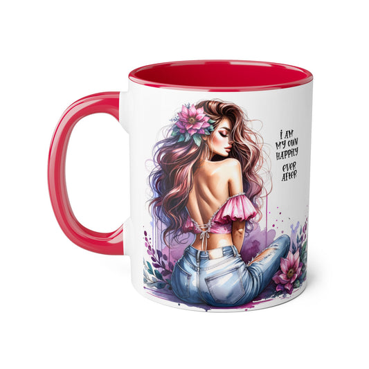 I Am My Own Happily Ever After Chic Inspirational Coffee Mug, Stylish Floral Accent Cup, Motivational Gift for Her, Self-Love Tea Mug, Perfect for Birthdays & Relaxation