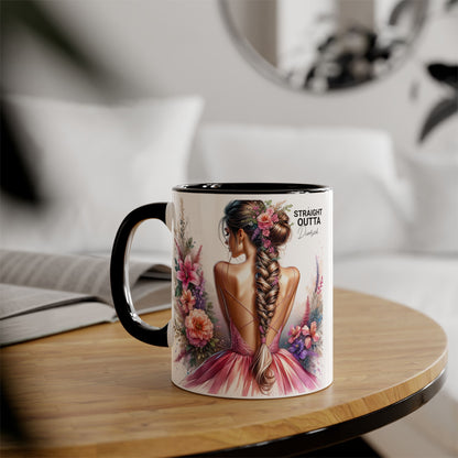 Straight Outta Divorced Humoristic Floral Art Accent Mug - Perfect Gift for Friends, Birthday Celebration, Mother's Day, Coffee Lover, Home Decor