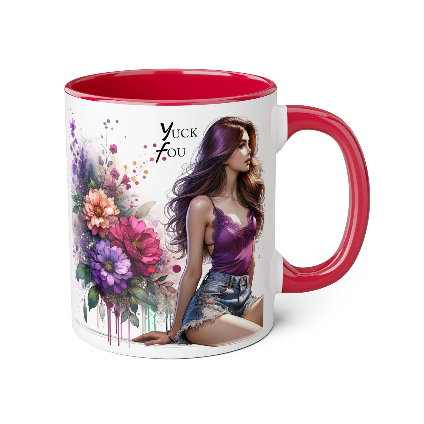 Yuck Fou Artistic Accent Mug - Vibrant Floral Design, Inspirational Gift, Coffee Lovers, Unique Home Decor, Perfect for Birthdays