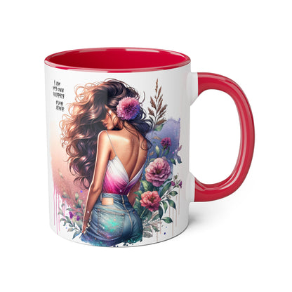 Boho Floral Accent Mug - 11oz - Inspirational "I Am My Own Happily Ever After " Design