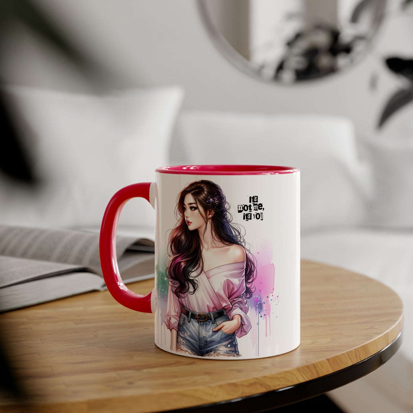It's Not Me, It's You Humoristic Vibrant Accent Mug, Espresso Lover's Gift, Stunning Art Print Mug, Unique Coffee Cup, Colorful Tea Mug, Perfect for Birthdays, Cozy Vibes