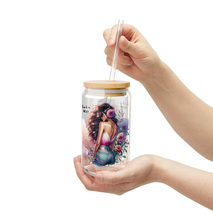 Thank U, Next Bohemian Sipper Glass, Floral Drinkware, 16oz Fashion Mug, Gift for Her, Reusable Straw Cup, Summer Vibes, Eco-Friendly Beverage Container