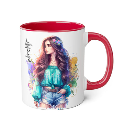 I Was Married Before But I'm Better Now Bohemian Floral Accent Mug, Inspirational Coffee Cup, Gift for Friends, Encouraging Quote, Perfect for Her, Art Lover's Mug