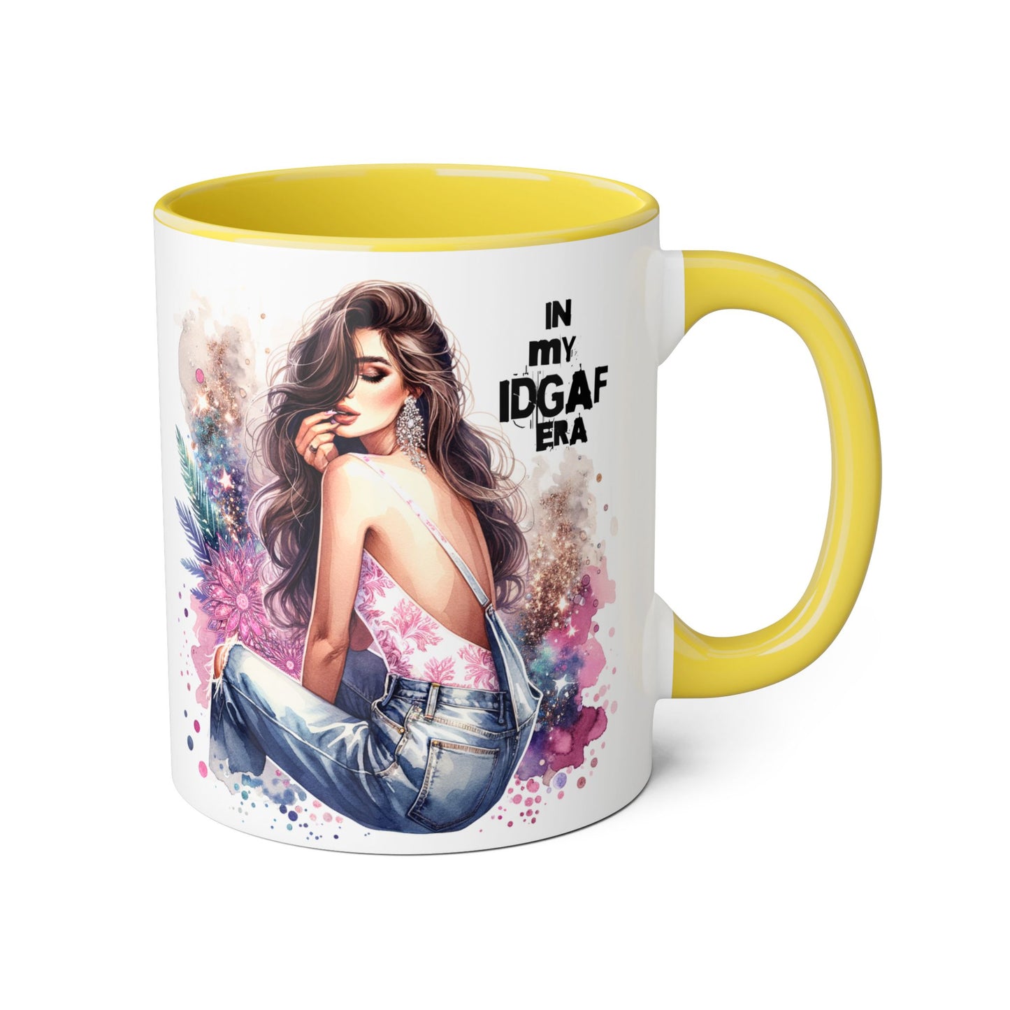 Stylish IDGAF Era Accent Mug, Empowering Gift for Her, Cute Coffee Cup, Trendy Drinkware, Funny Quote Mug, Perfect for Gifting