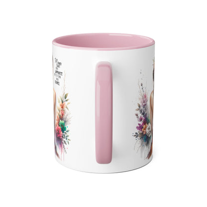 Money Can't Buy Happiness But It Can Buy Divorce Humoristic Inspirational Accent Mug, 11oz Coffee Cup for Women, Gift for Her, Floral Design, Motivational Quote Mug, Birthday Gift