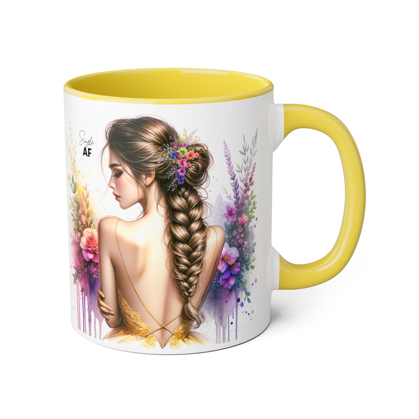 Floral Art Accent Mug, Coffee Cup for Home Decor, Gift for Her, Birthday Present, Inspirational Drinkware