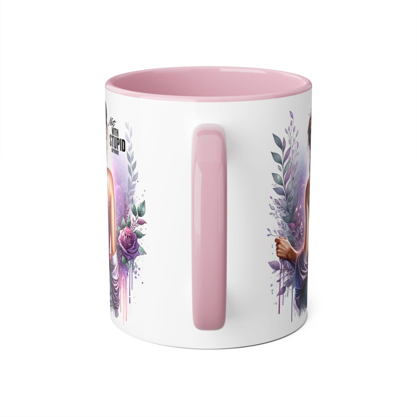 Not With Stupid Anymore Humoristic Bohemian Accent Mug, Artful Coffee Cup for Unique Gifts, Decorative Drinkware, Home Decor, Thoughtful Present