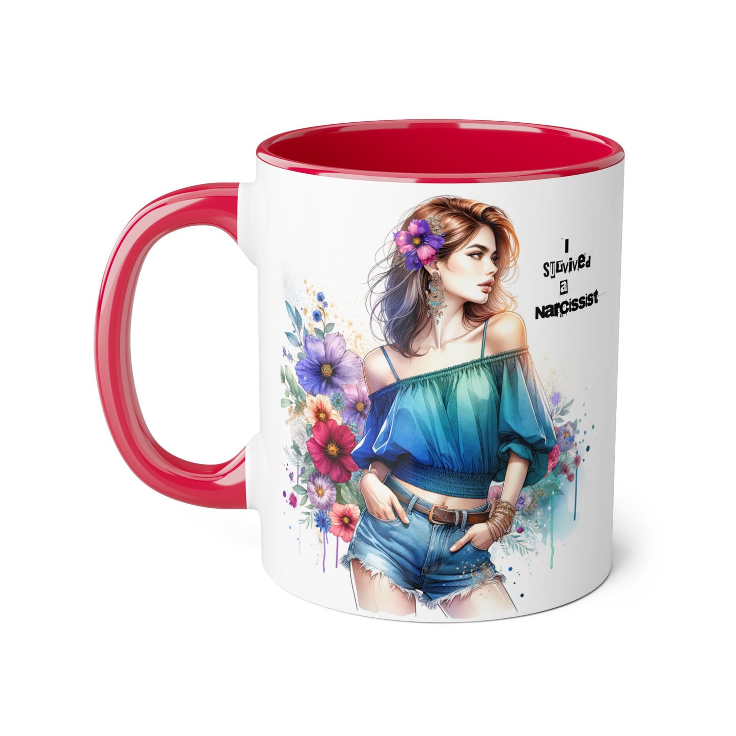 Stylish Floral Accent Mug, Trendy Coffee Cup, Gift for Her, Birthday Mug, Inspirational Drinkware