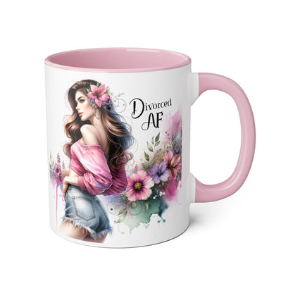 Divorced AF Accent Mug, Empowering Gift for Newly Divorced, Coffee Lover Mug, Inspirational Drinkware, Funny Divorce Humor