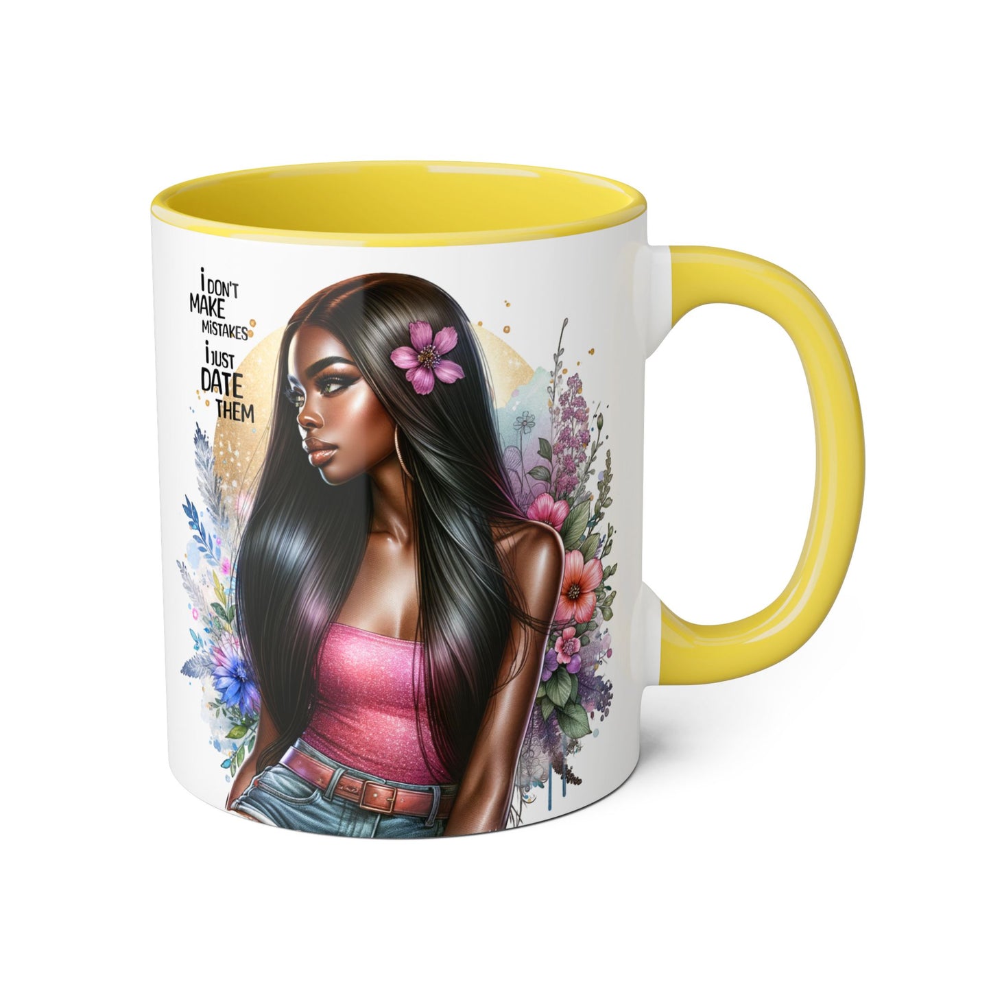 I Don't Make Mistakes, I Date Them Gorgeous Floral Accent Mugs | Perfect Gift for Coffee Lovers | Stylish Home Decor | Unique Birthday, Anniversary, or Just Because Gift