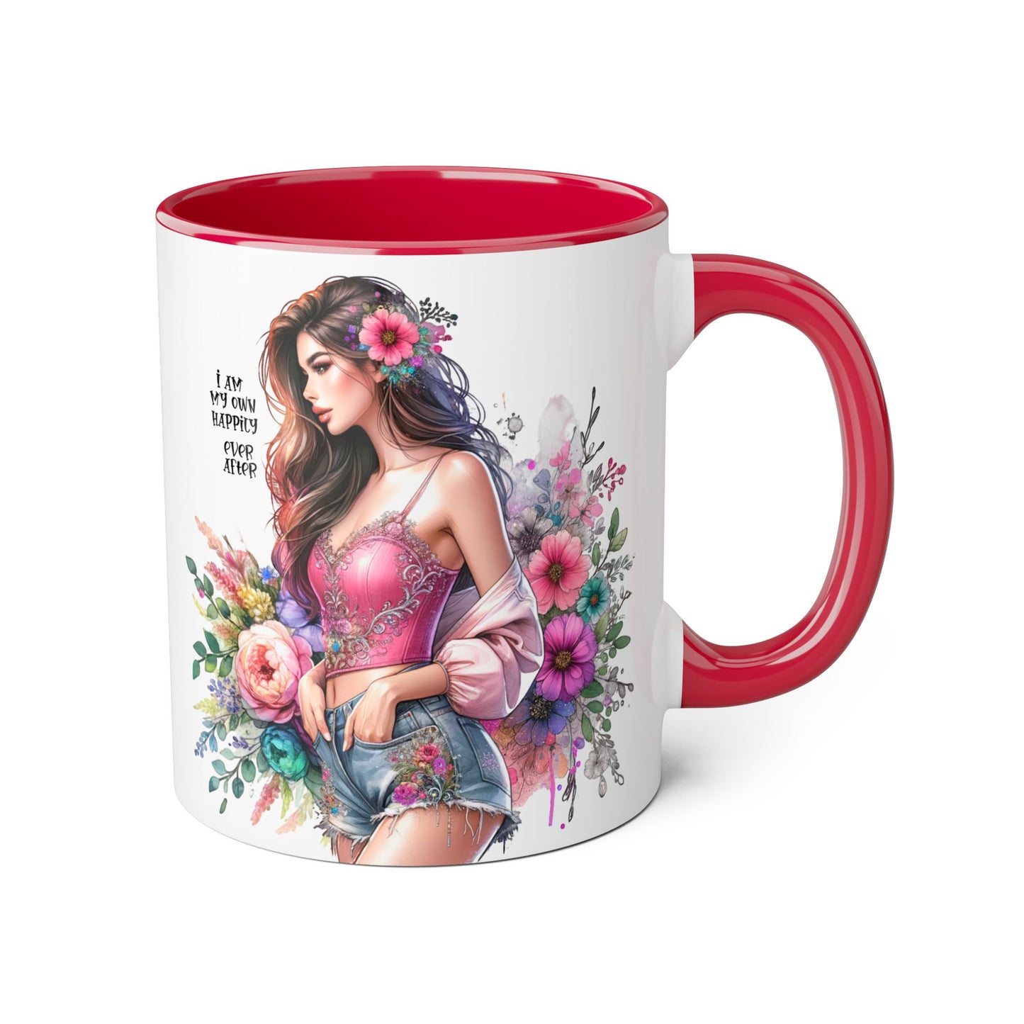 I Am My Own Happily Ever After Empowered Floral Accent Mug - 11oz with Inspirational Quote