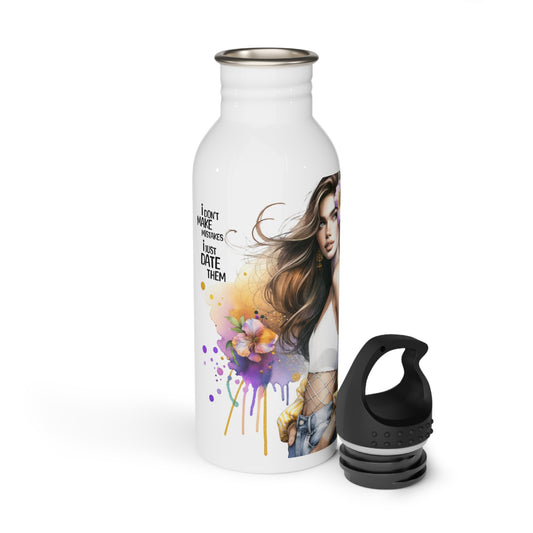 I Don't Make Mistakes, I Date Them Chic Stainless Steel Water Bottle - Floral Design, Eco-Friendly Travel Mug, Fitness Hydration, Unique Gift, Sustainability Lover